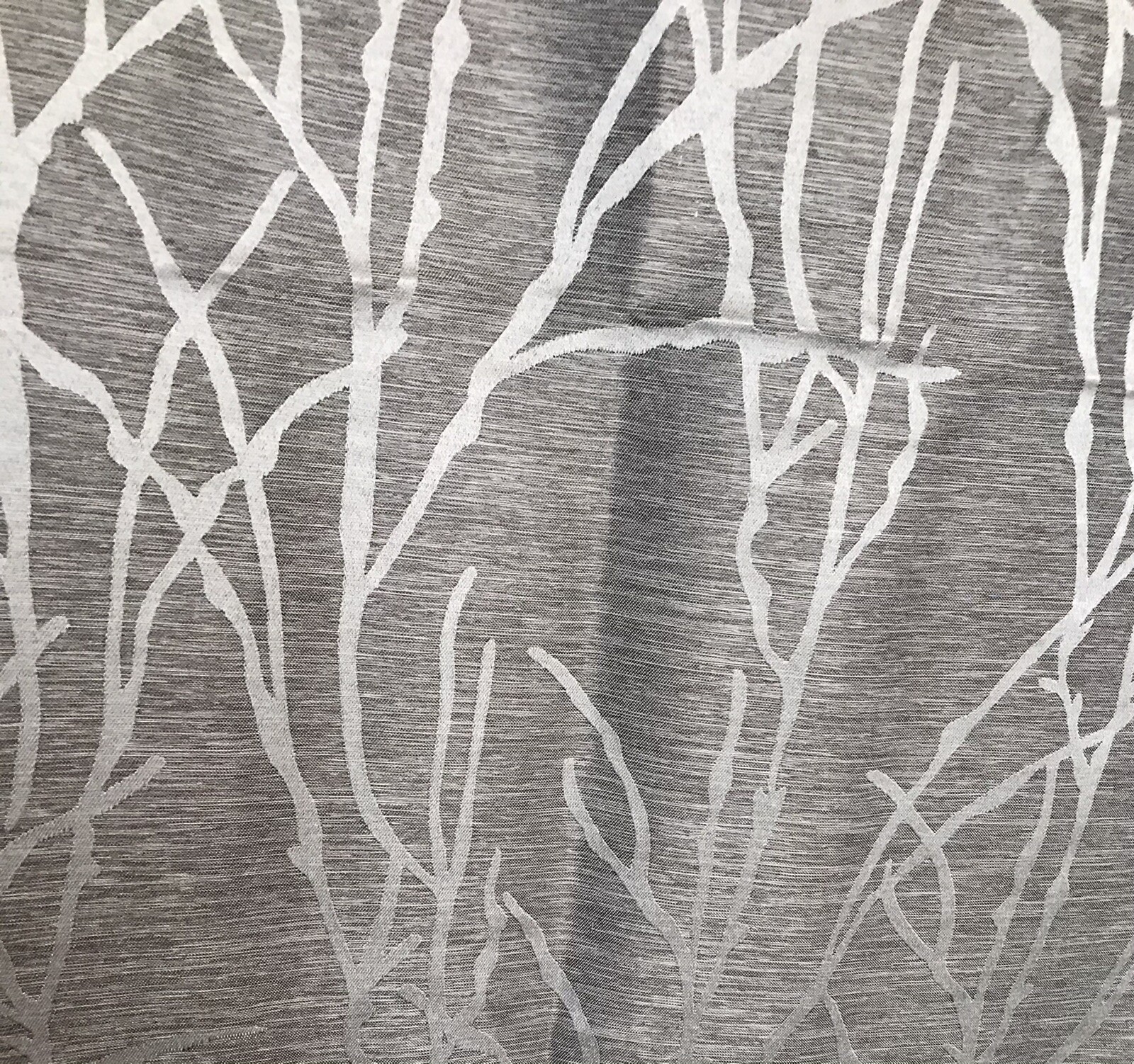 39”x 83” Pair Curtain Panels Gray Silver Grommets Silver Branch Pattern