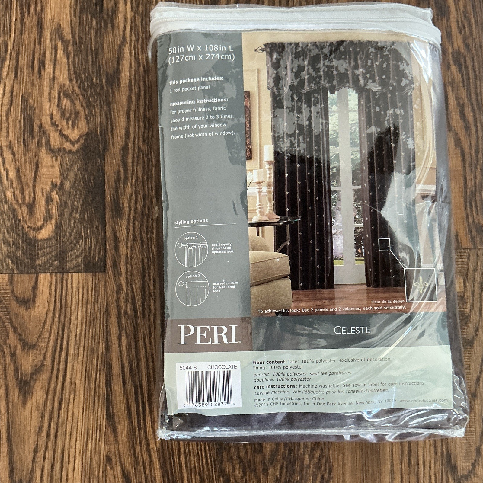 PERI Celeste Chocolate Fleur-de-lis curtains 50×108 Polyester