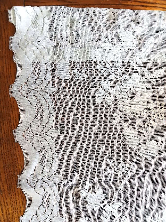Two Unbranded Panels, Mint-green, Asymmetric, Sheer, Lacy Curtains, 24x 36 in.