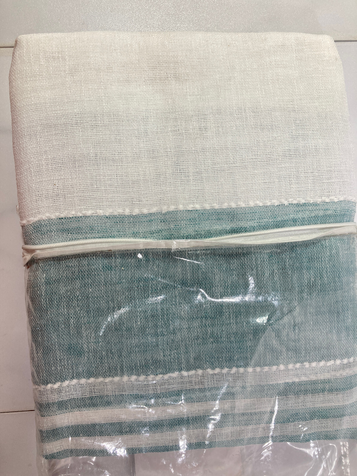 Blue & White Striped Panels Window Curtains Sheer Panels 2 pc 52×54 Grommets