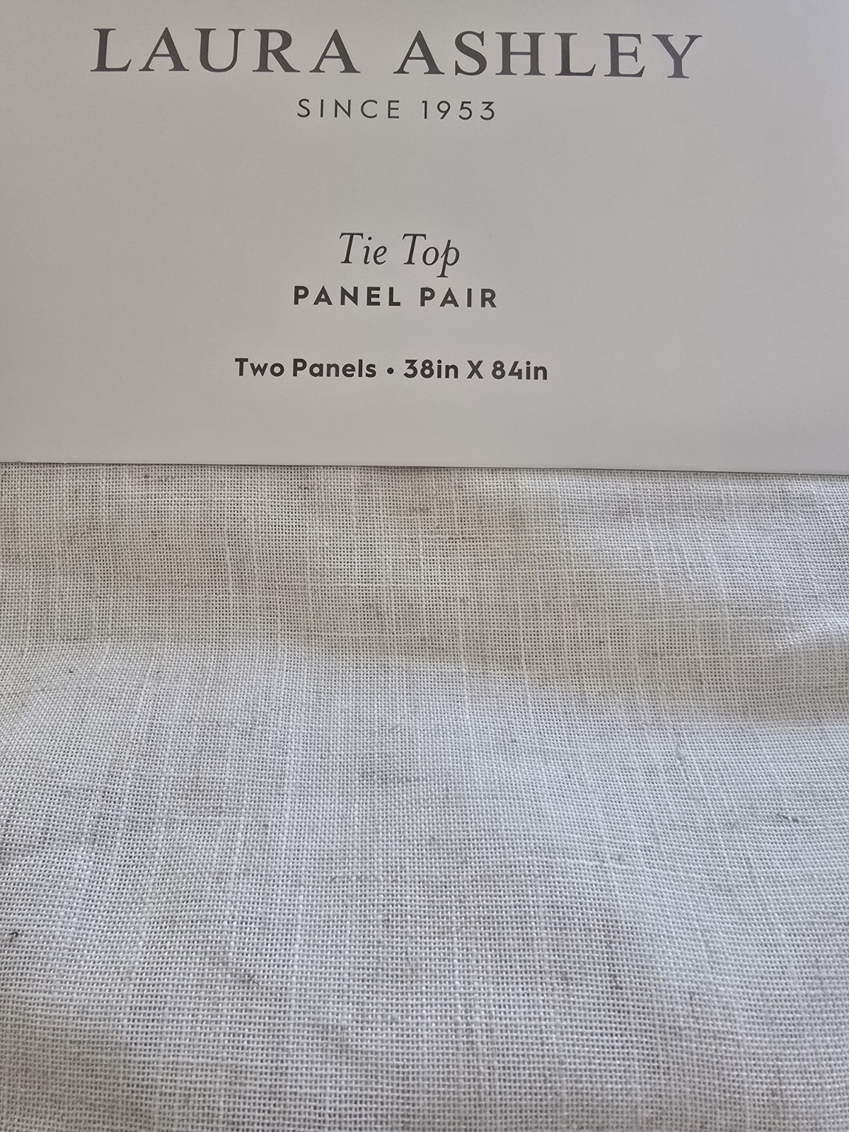 Laura Ashley Window Curtains 2 Two Panels 38 x 84 Linen Blend beige tie top NEW
