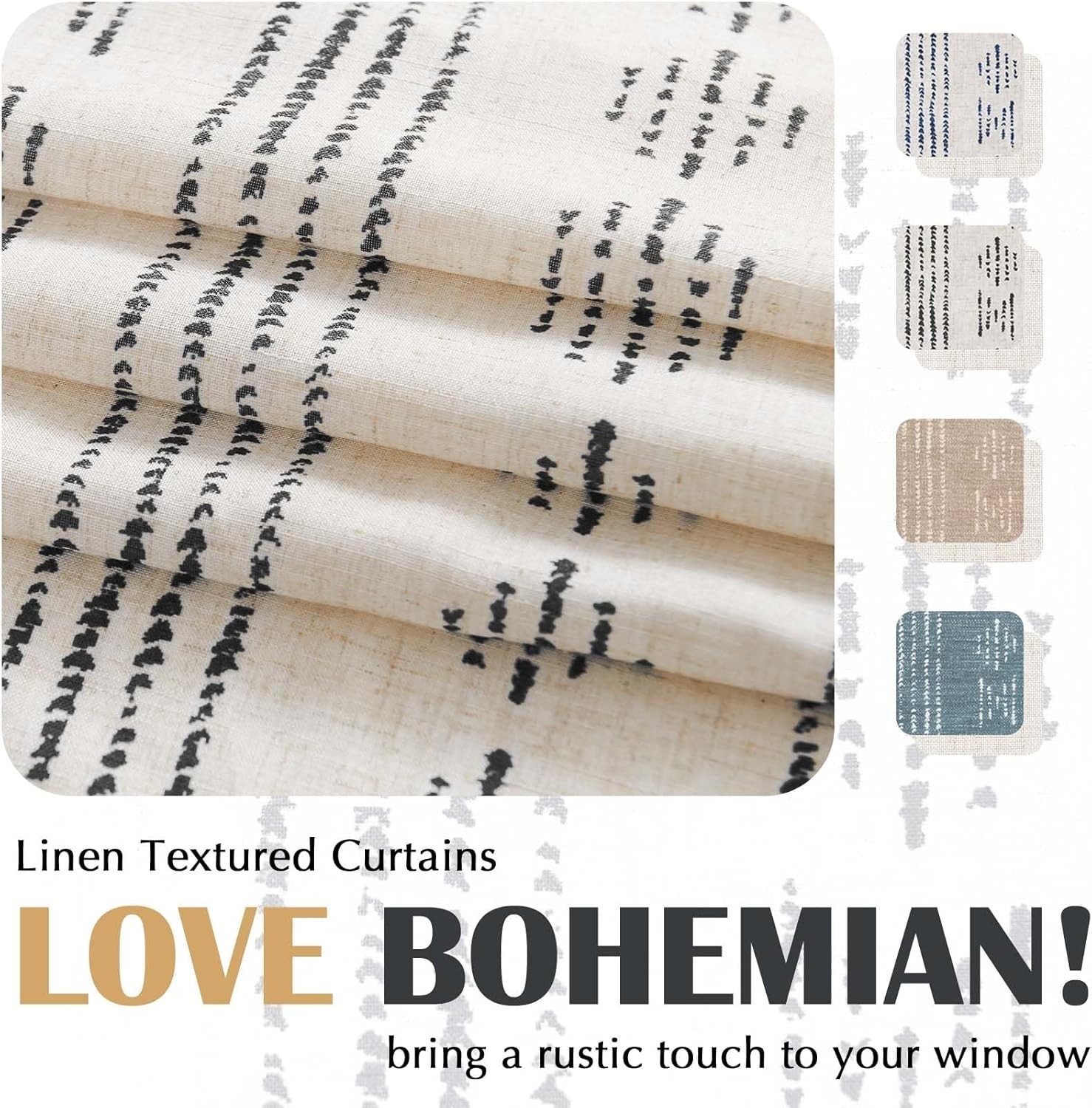 Boho Kitchen Linen Tier Curtains 30 Inch Bohemian Cafe Curtains Farmhouse Nat…