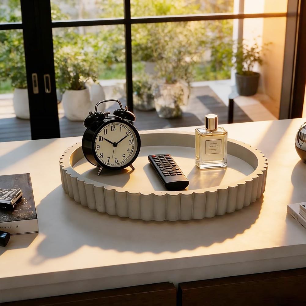 Round Decorative Tray for Coffee Table Living Room Modern Minimalist Center