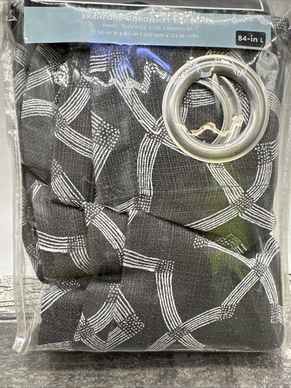 84” X 50”charcoal Light Filtering Grommet Single Curtain Panel Living Logic{E8}