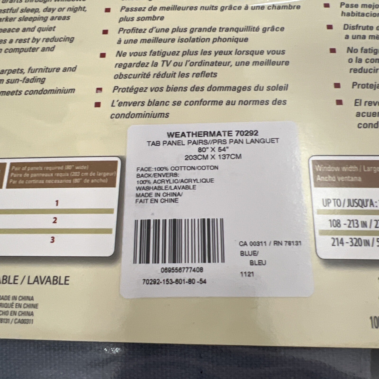 New Therma Logic Energy Efficient Insulated Curtain 80”x54” Color Blue Gray