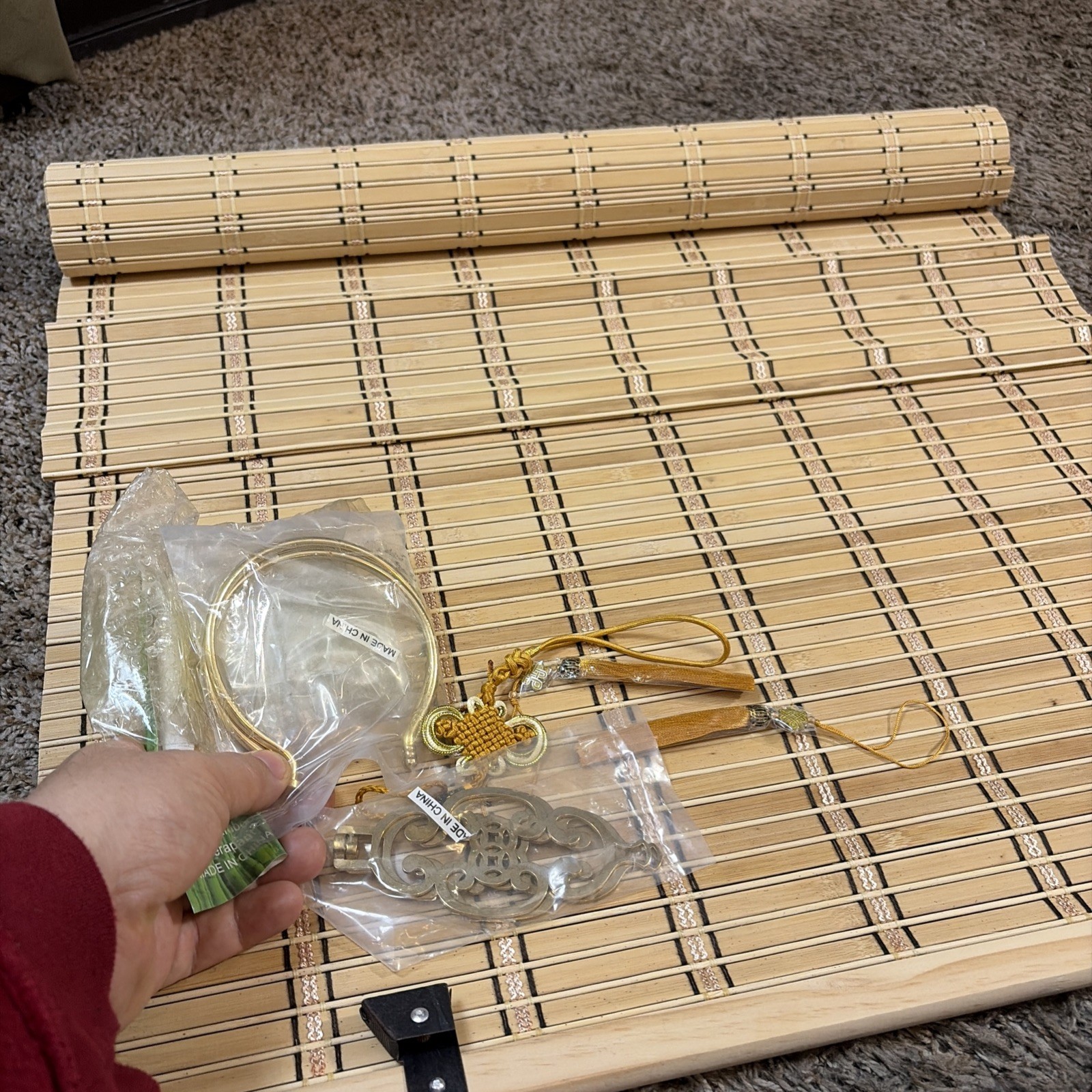 Cordless Bamboo Window Blind Sun Shade, Light Filtering Roller Shade. 24” x 72”