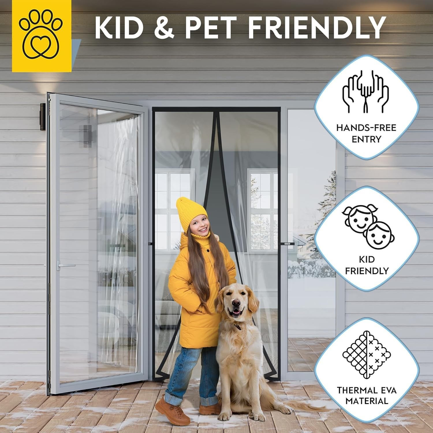 Magnetic Thermal Insulated Door Curtain – Transparent EVA Door Cover for Wint…