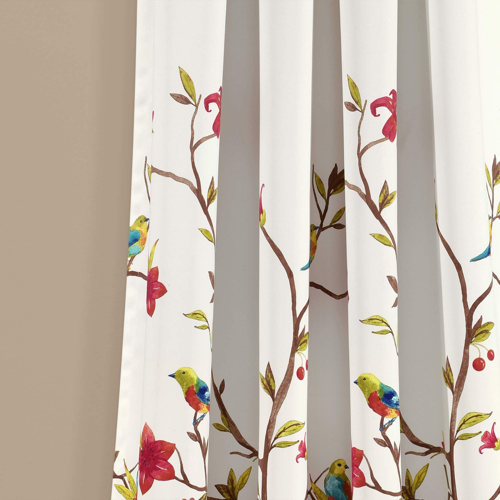 Neela Birds Light Filtering Window Curtain Panel Pair 84 L X 52 W Ivory B