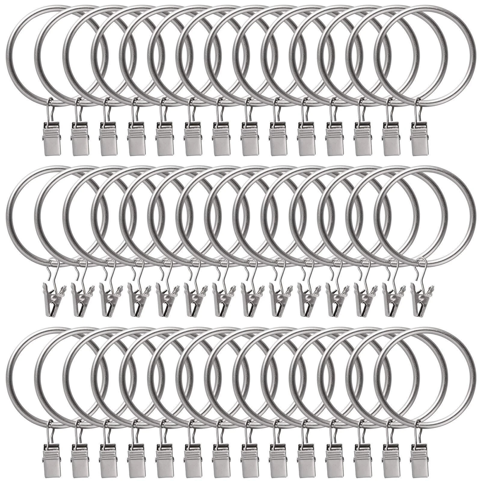44 Pack Curtain Rings with Clips Hooks 2 inch Rustproof Matte Metal Stainless…