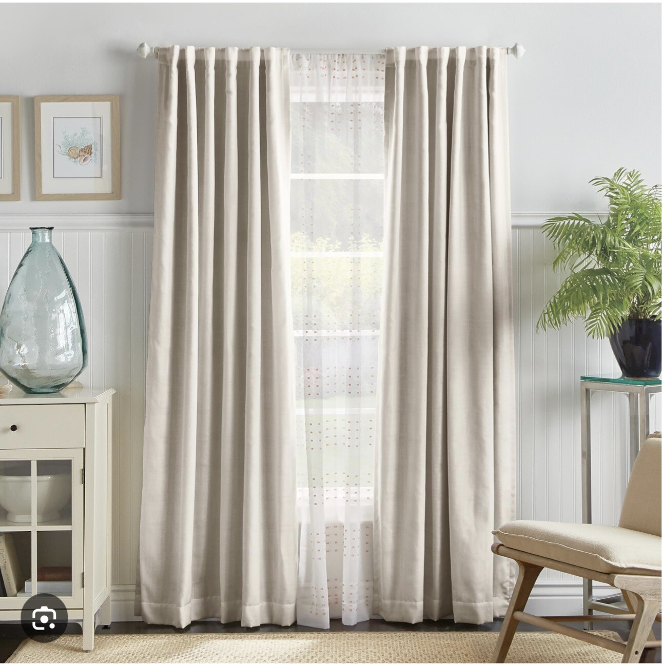 MARTHA STEWART Bedford Woven Plaid Blackout Back Tab Window Curtain Panels 95″