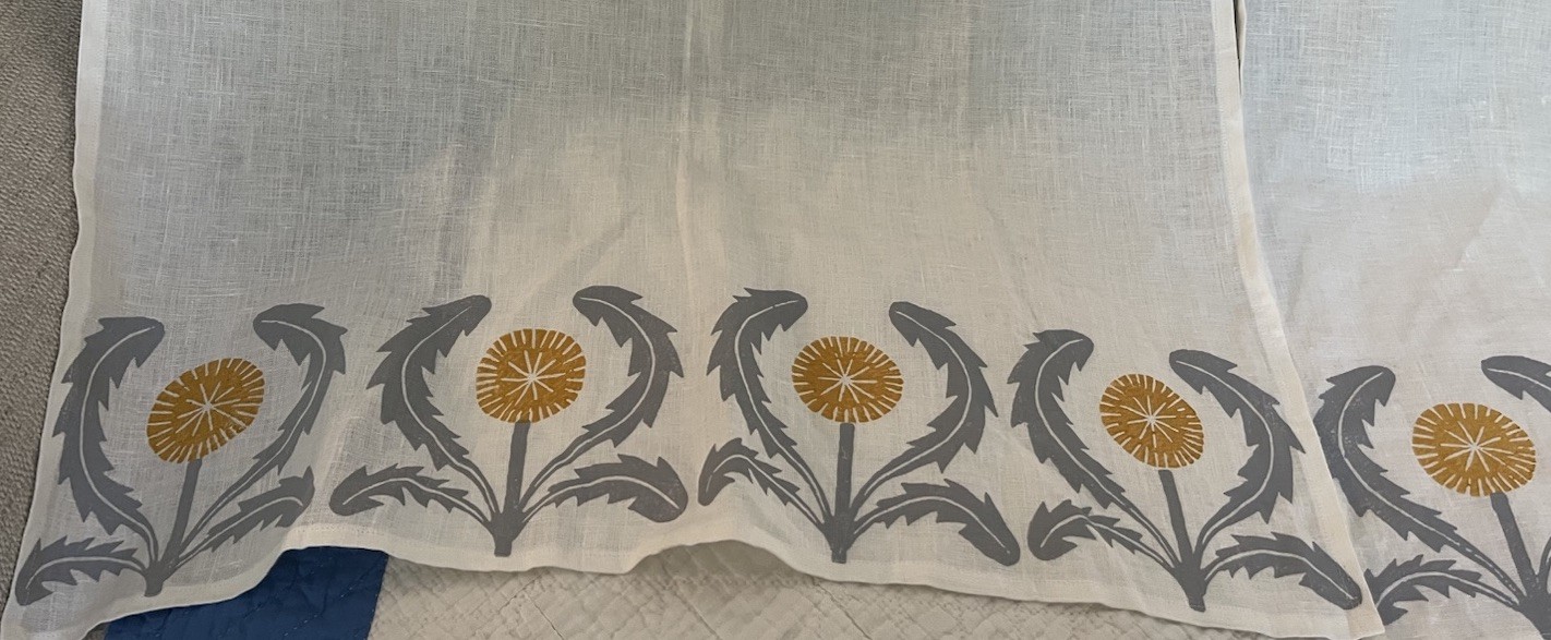 Dandelions! 6 Panels Cafe Custom Curtain Linen Panels Stenciled Etsy Thistles