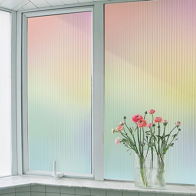 1X Static Cling Window Film Colorful Rainbow Glass Sticker Gradient Color Decor