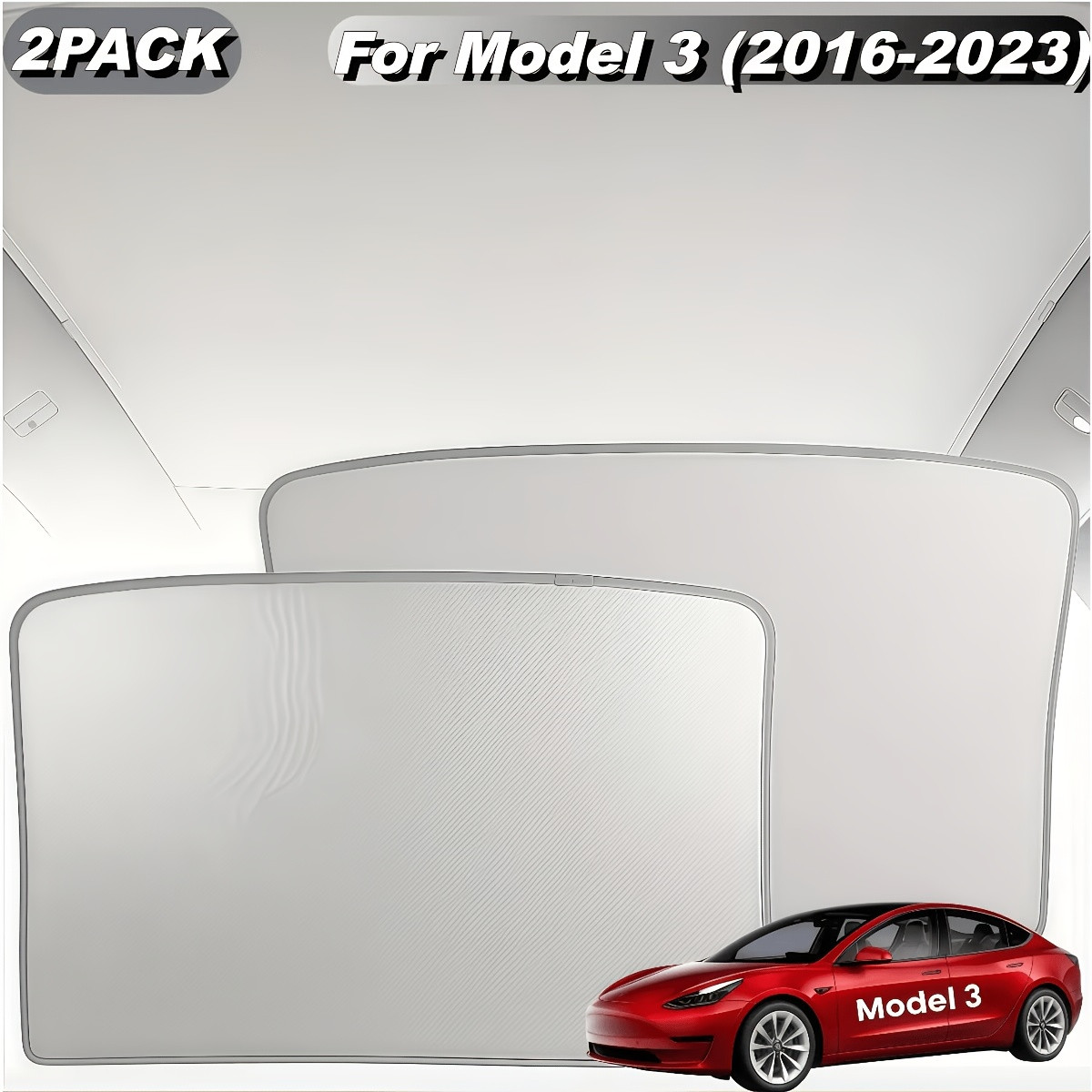 Foldable Sunroof Sunshade For Tesla Model 3 (2019-2023, Old Version), 2PCS White