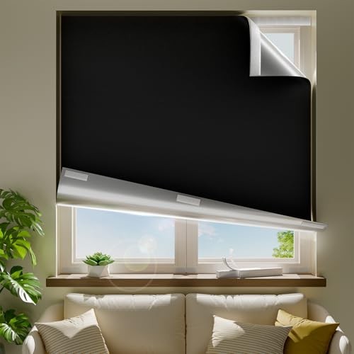 Blackout Curtain Panel 58×36 Inch Hook and Loop Installation Total Darkness