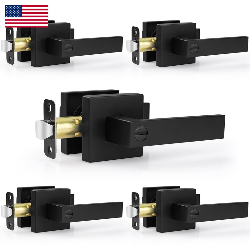Estmoon 5 Pack Matte Black Door Handles Interior Door Knobs Home Improvement