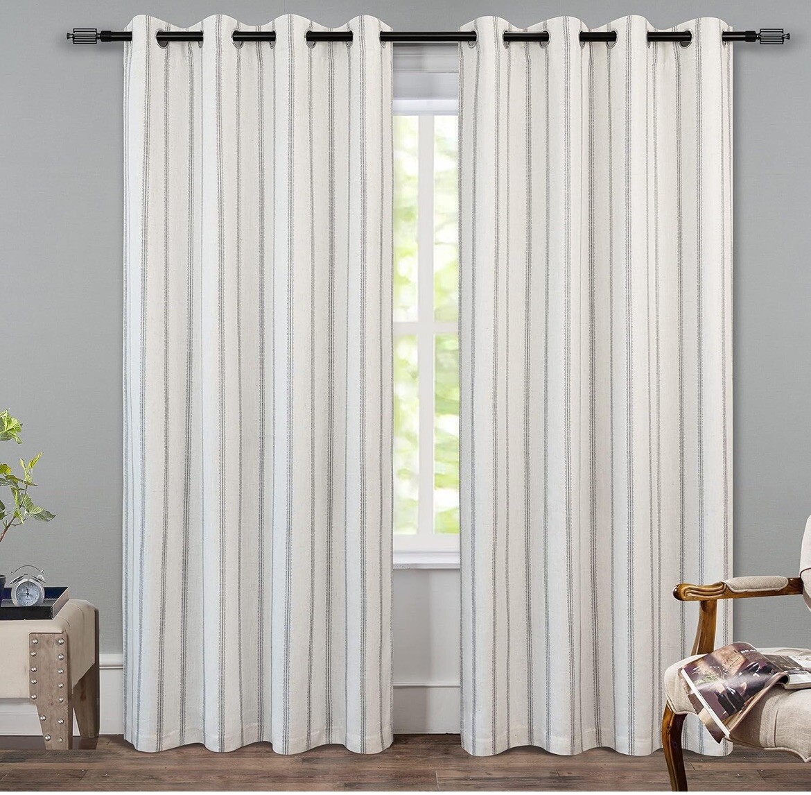 Luxurious Vertical Striped Linen Blend Blackout Curtains – 84″ L for All Seasons