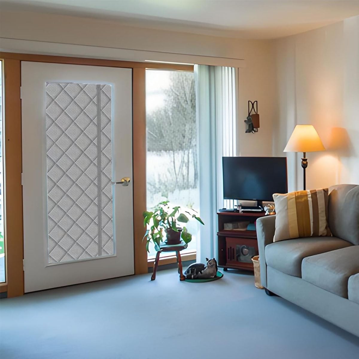 Thermal Door Curtain Fits Doors Size 36″x80″，Curtain Size 39″x82″, Magnetic I…