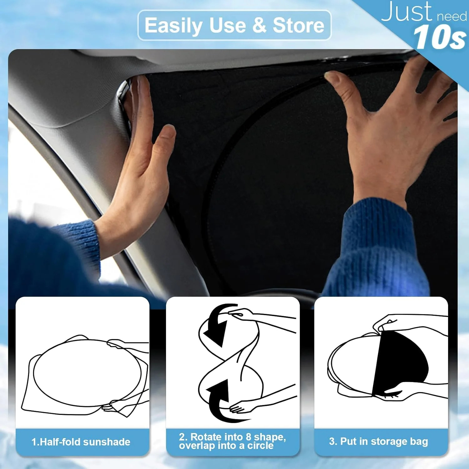 Sunshade for Mustang 2015-2025 2026 Ford Windshield Sun Shade (NOT for Ford Must