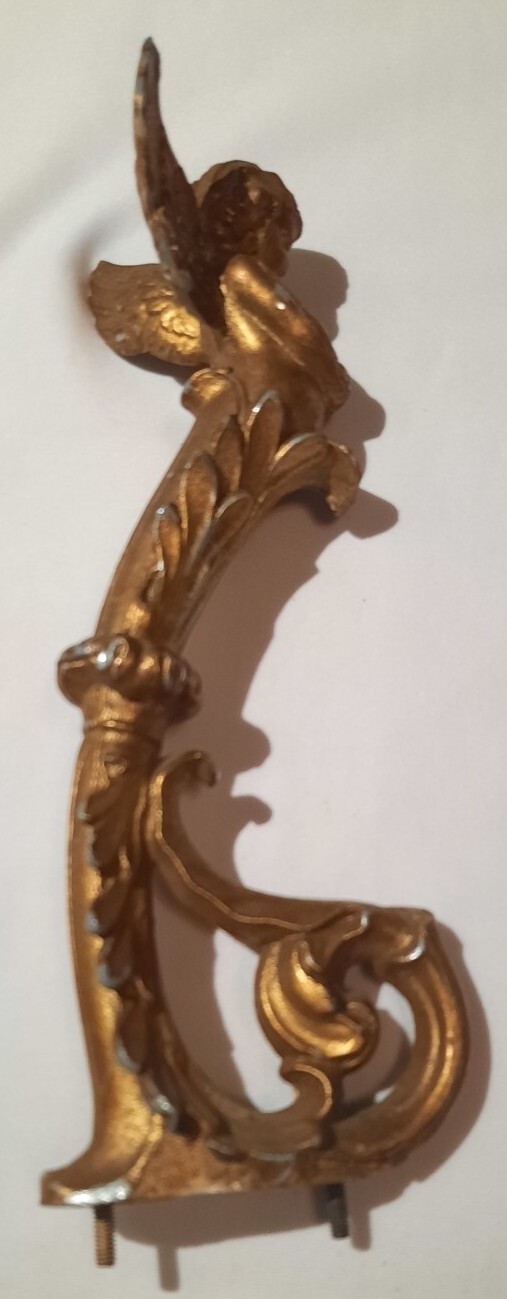 Antique Cast Iron Drapery Finials Hardware Angel Cherub With 8 Drapery Rings