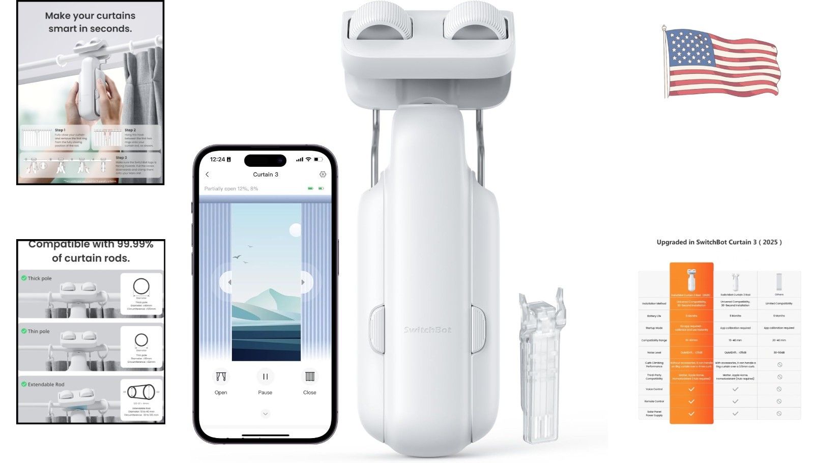 High-Performance Automatic Curtain Opener – Compatible with Alexa & Google Home