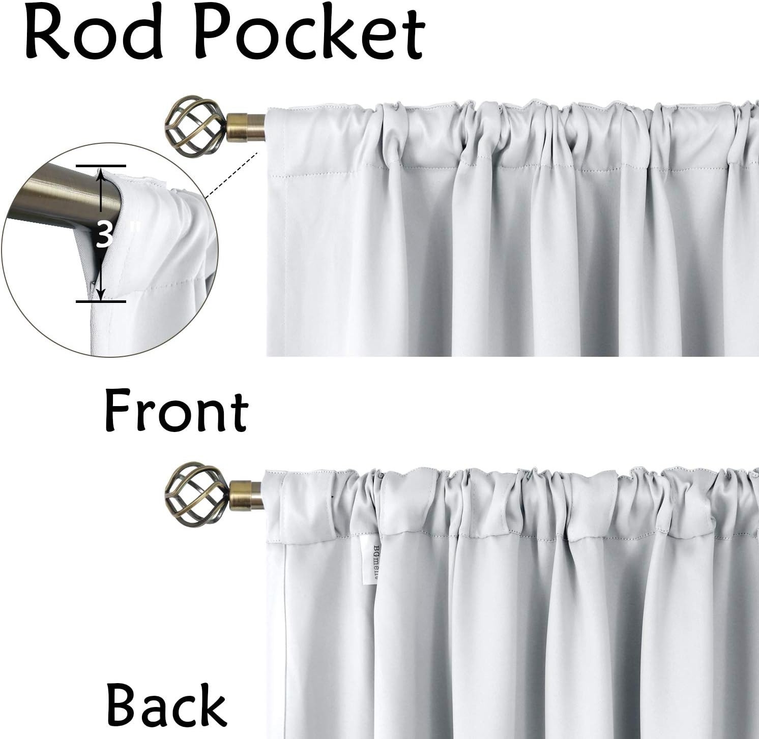BGment White Curtains 72 inch Length – 42 x 72 inch Rod Pocket and Back Tab Ther