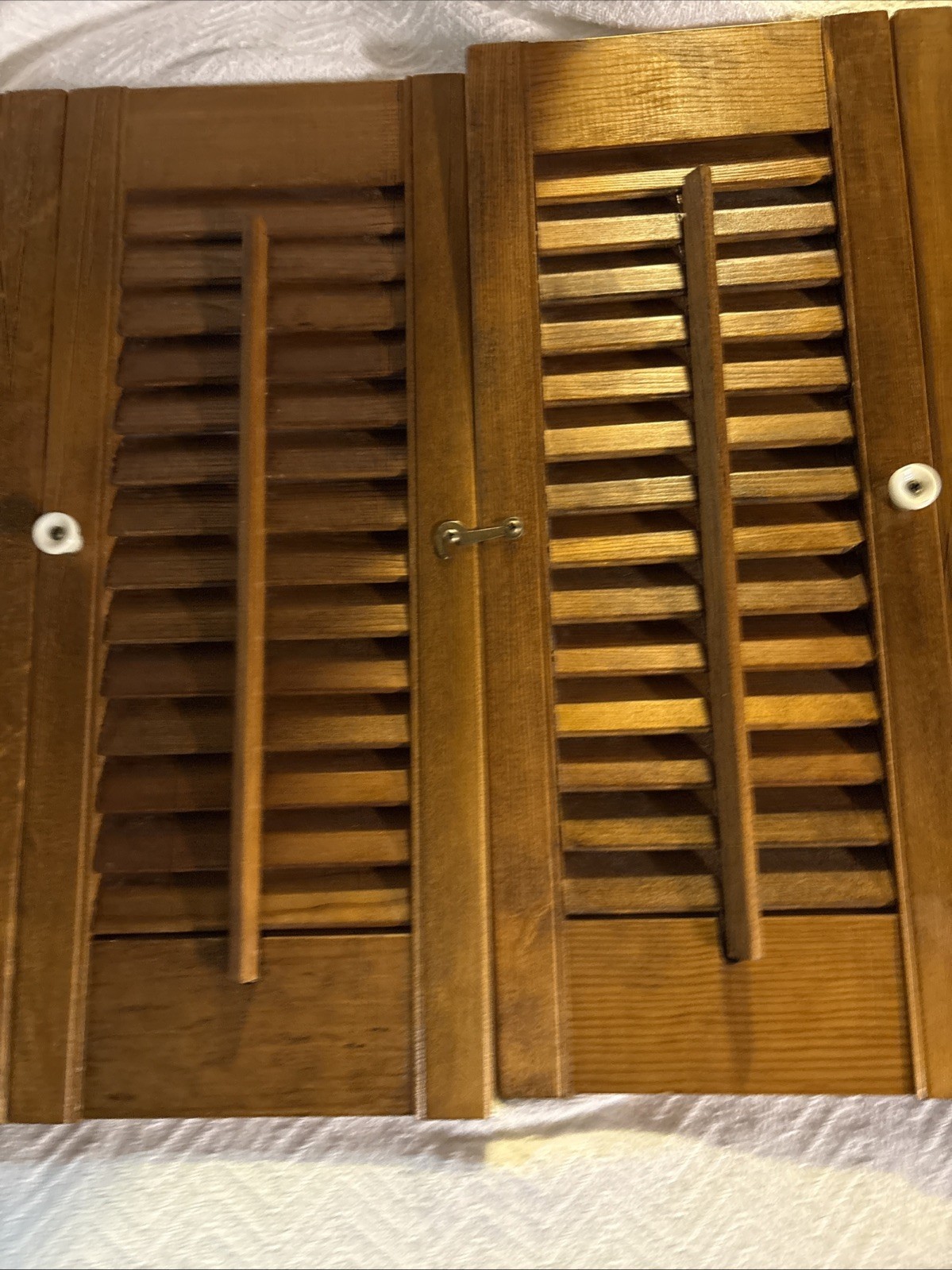 Vintage Plantation Window Shutters Set 19″x 15 1/4 “Wood Interior Louver Brown
