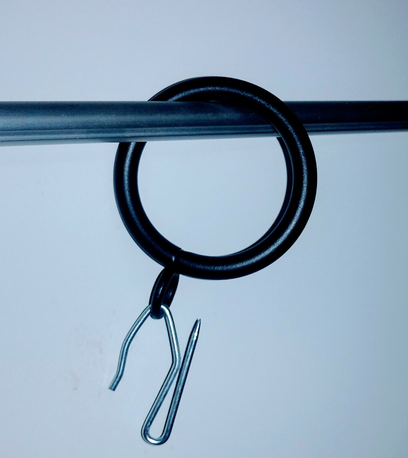 1-1/2″ BLACK IRON drapery curtain drape rings with eyelet – PACK of 18 + hooks