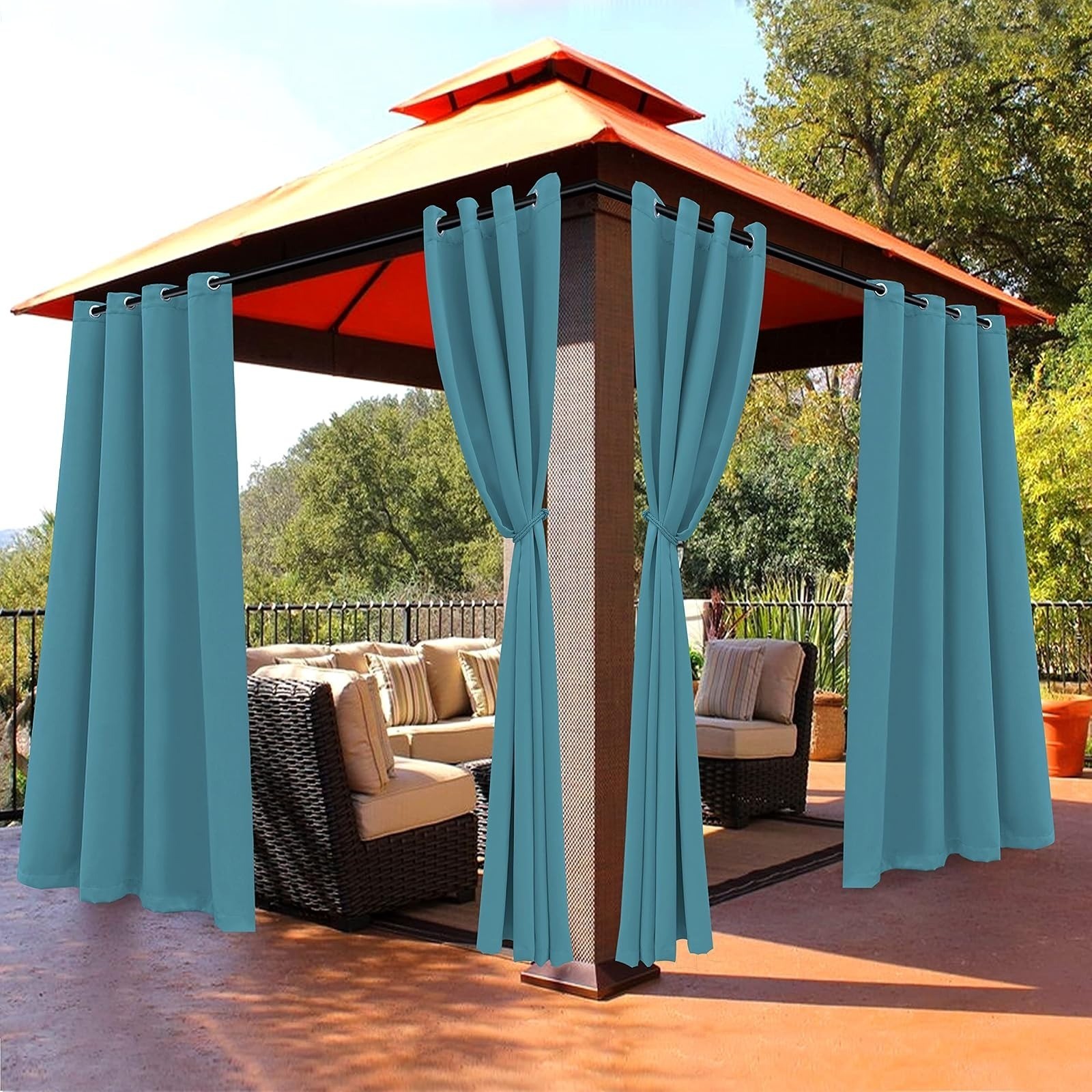 BONZER Outdoor Curtains Waterproof Blackout 52W x 84L inch Silver