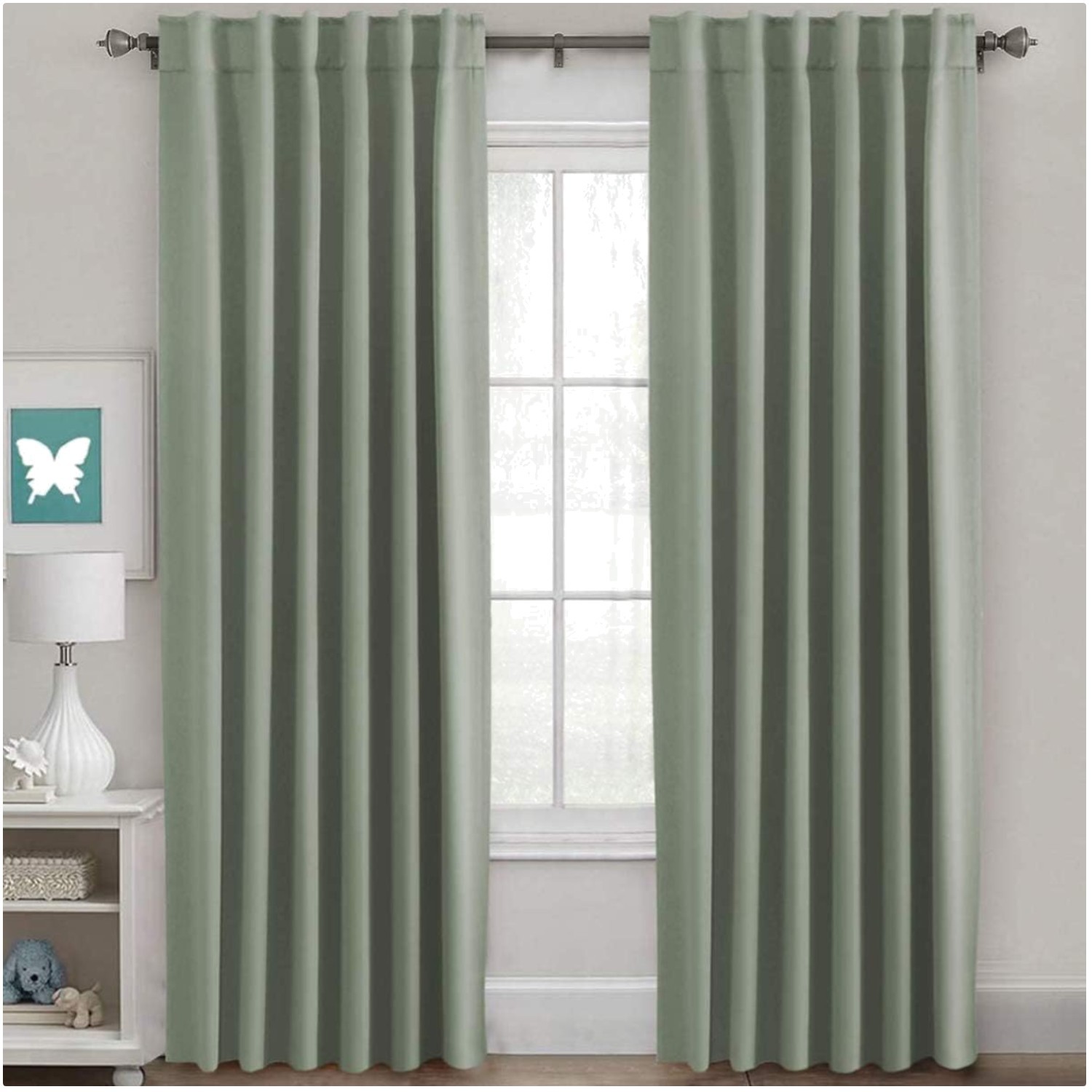 Elegant Blackout Curtains, Light Sage, 52×84