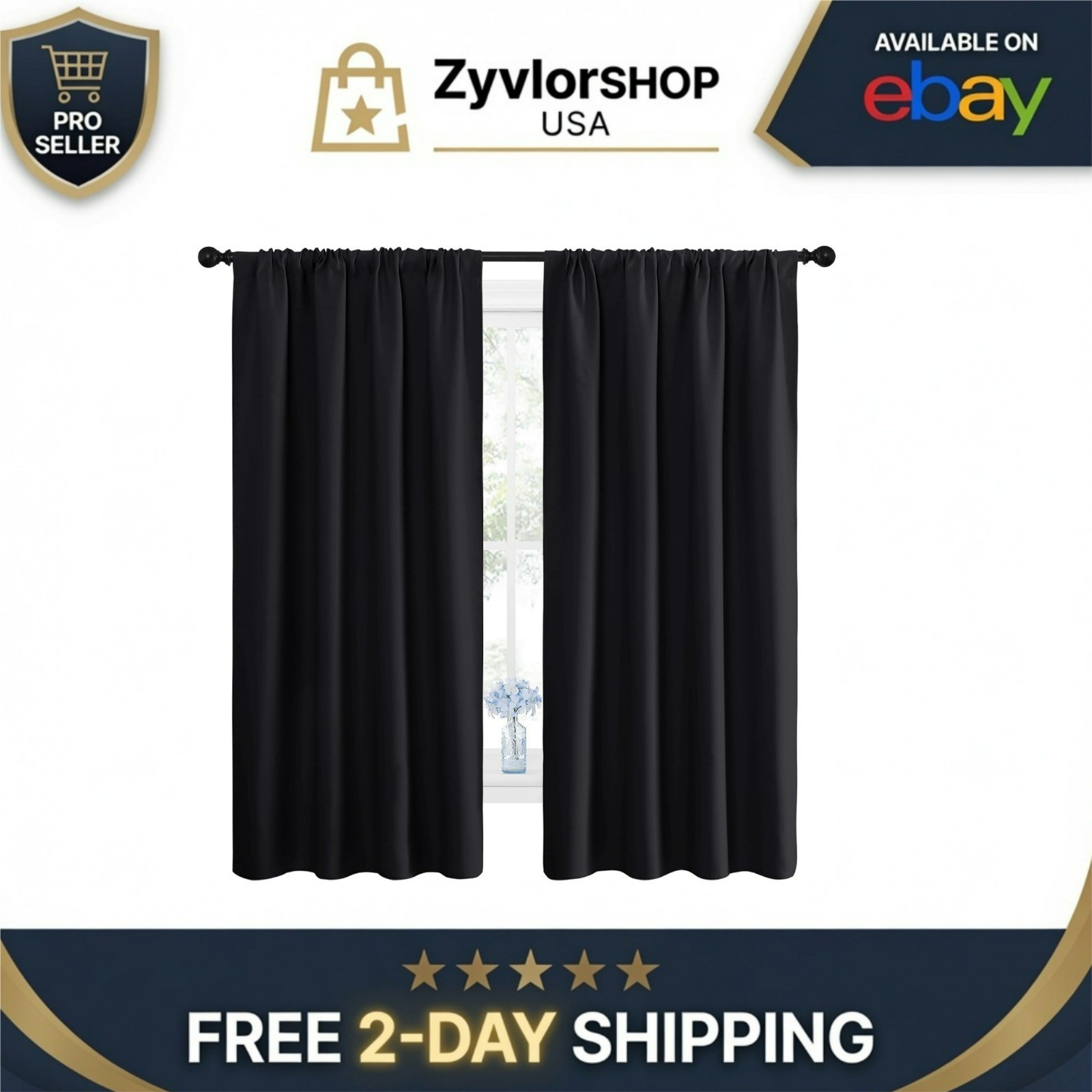 NICETOWN Black Blackout Curtains – Thermal Insulated Drapes 42″ x 63″