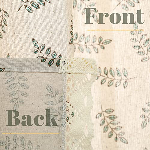 Beige Kitchen Curtain 36 Inch Length 1 56″W x 36″L (Pack of 1) Green Leaves