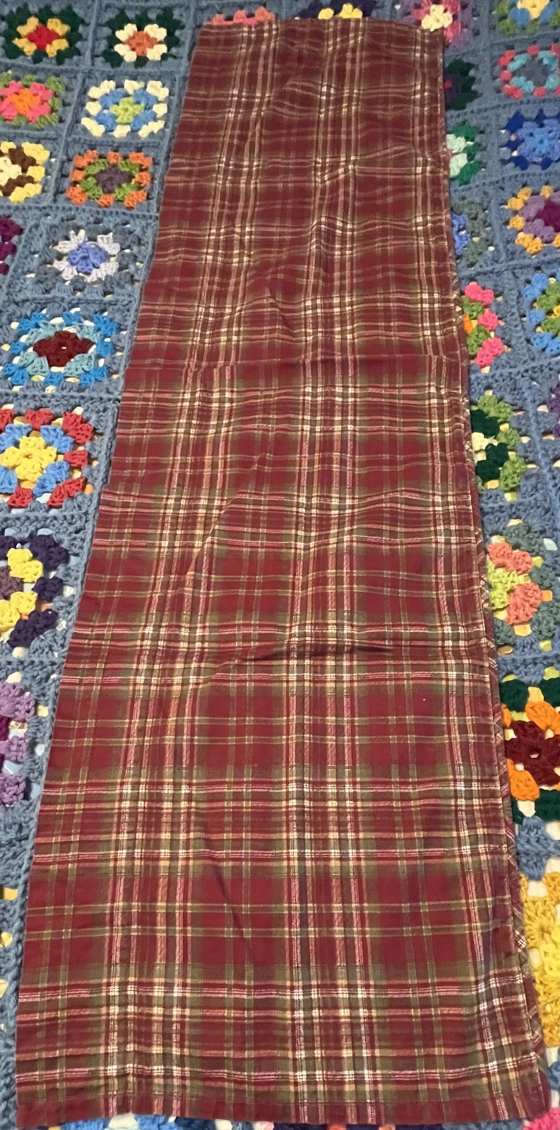 Springs Global Valance Dark Red Green Gold Plaid Cotton 13×60