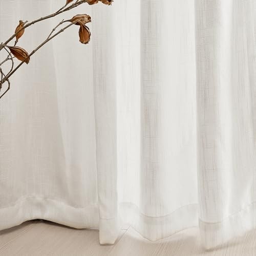 Living Room Curtains 2 Panel Sets, Soft Cotton 50″W x 95″L (Pack of 2) Natural