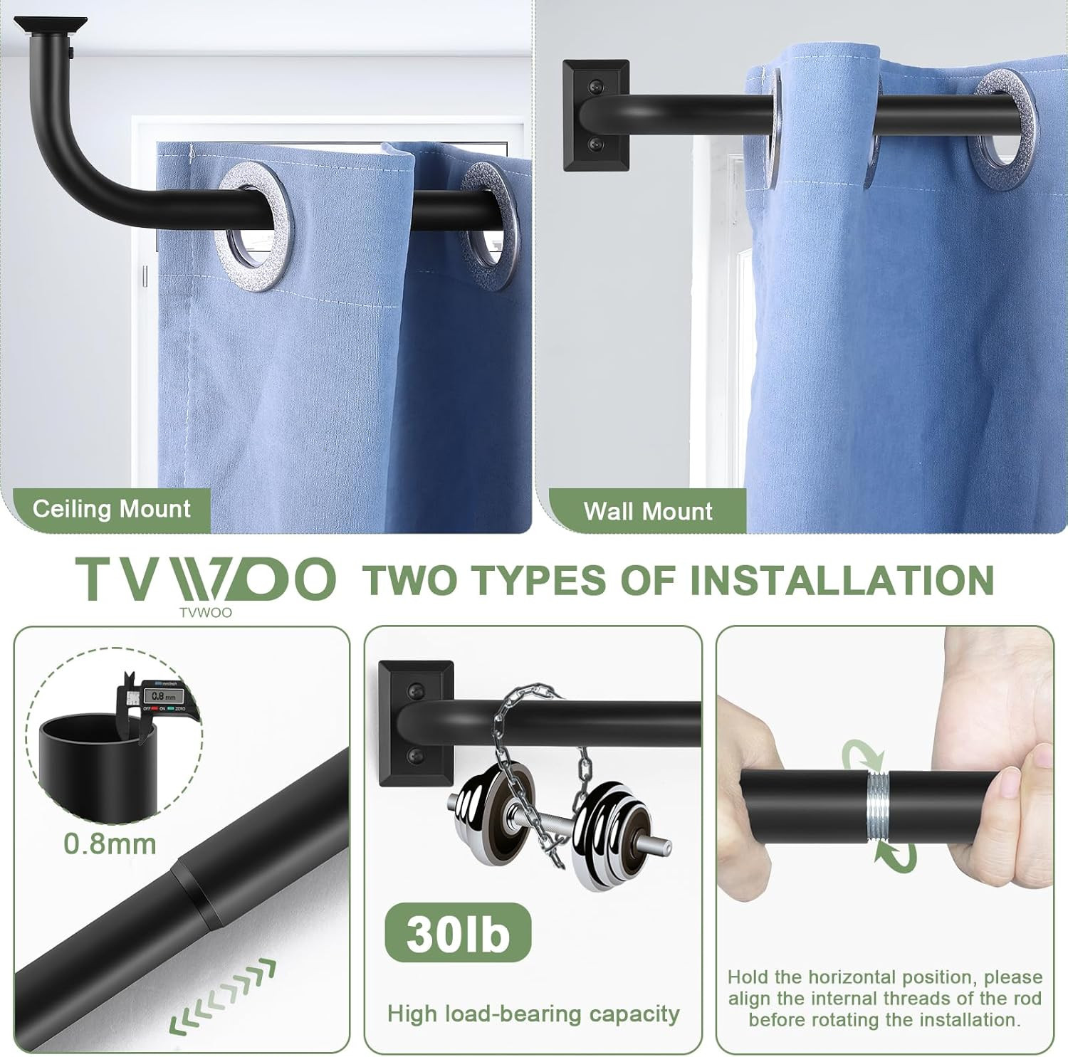 Wrap Around Curtain Rod 28 to 48 Inch Adjustable Blackout Curved Rod