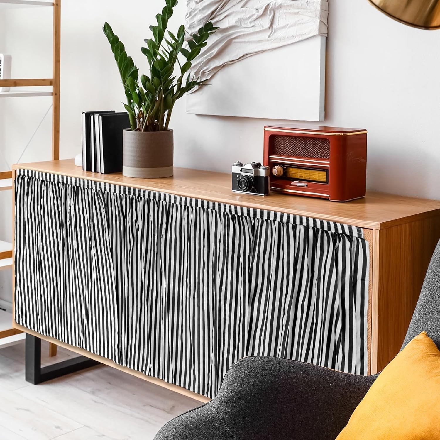 Contemporary Privacy Solution: 51×28 Striped Cabinet Curtains – Machine Washable