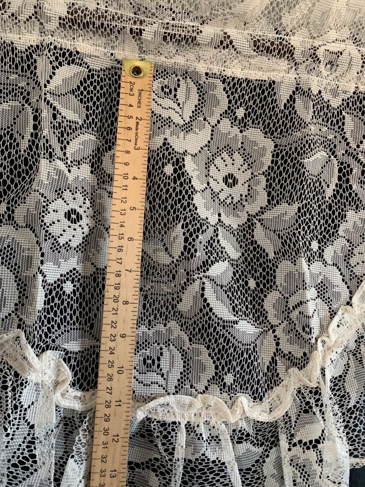 Eggshell Lace Valance Floral Pattern 40″ Wx21″ L Tracy Top Style Vintage