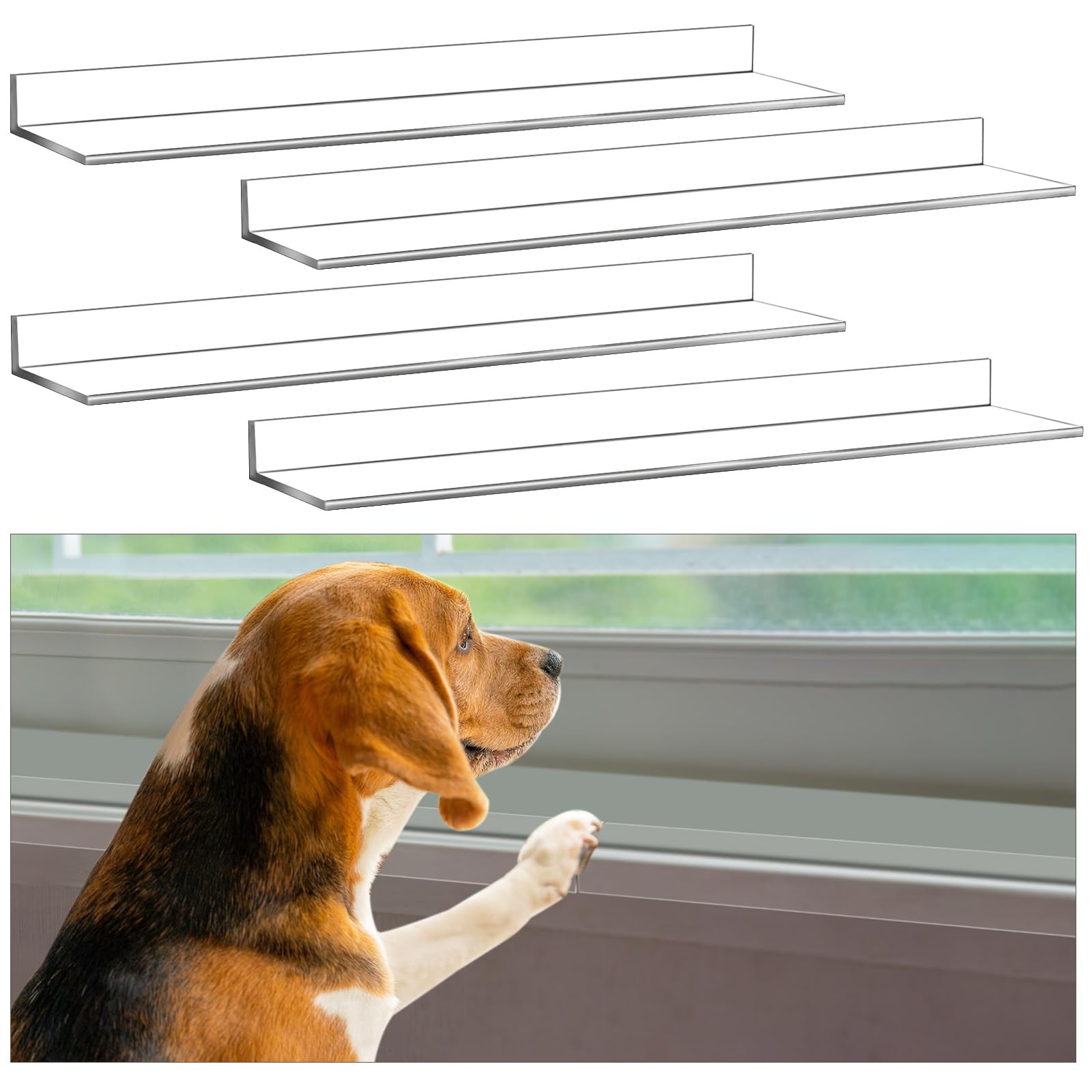4 PCS 14.75×3.25 Inch Window Sill Protector Dog Cat Scratching Transparent