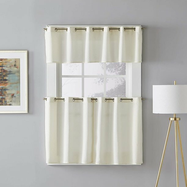SKL Home TRIO IVORY Cream Window Curtain Valance 2 Piece Set New 56″ W x 24″ L