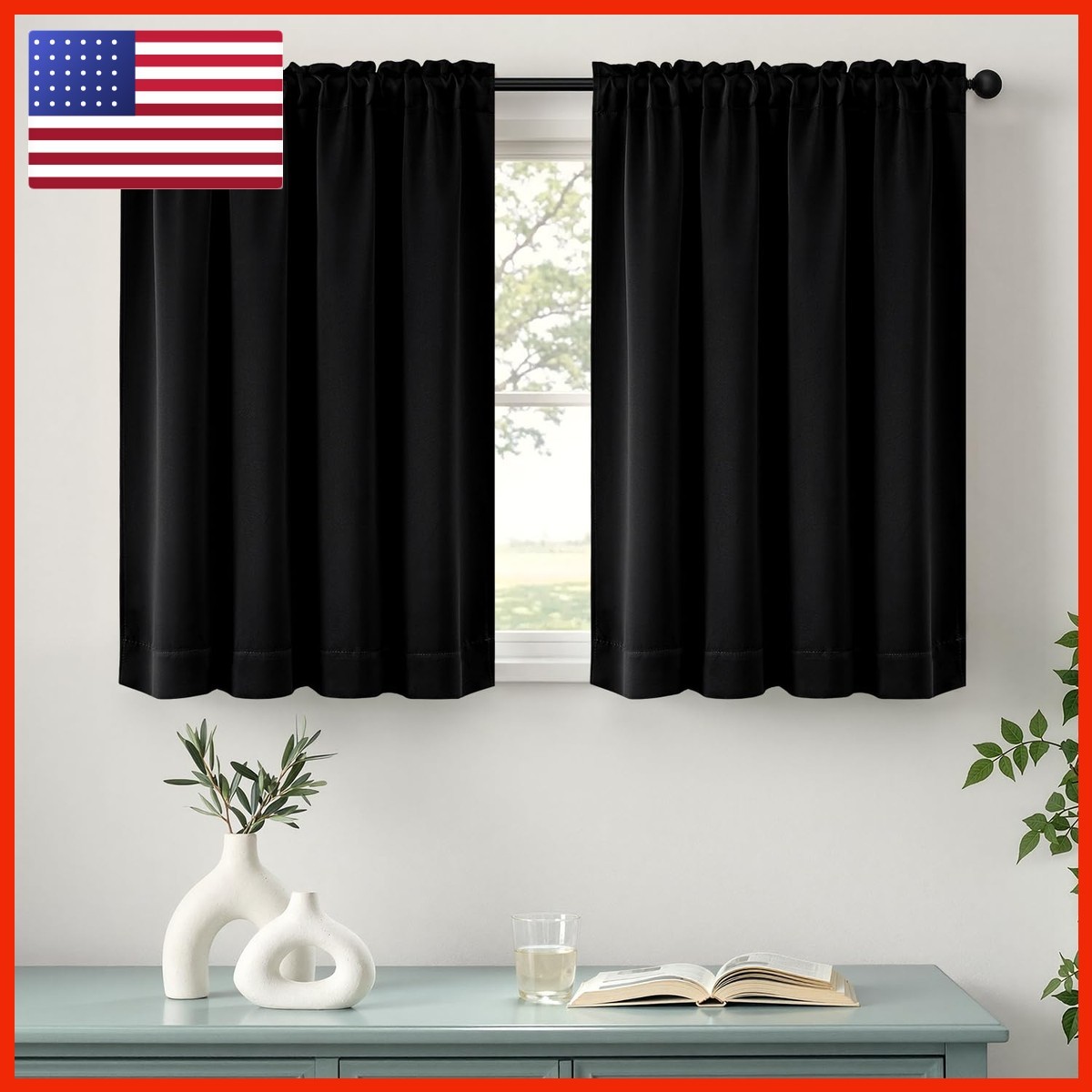 Miulee Black Short Blackout Curtains For Small Bedroom Window 36 Inches Long 2
