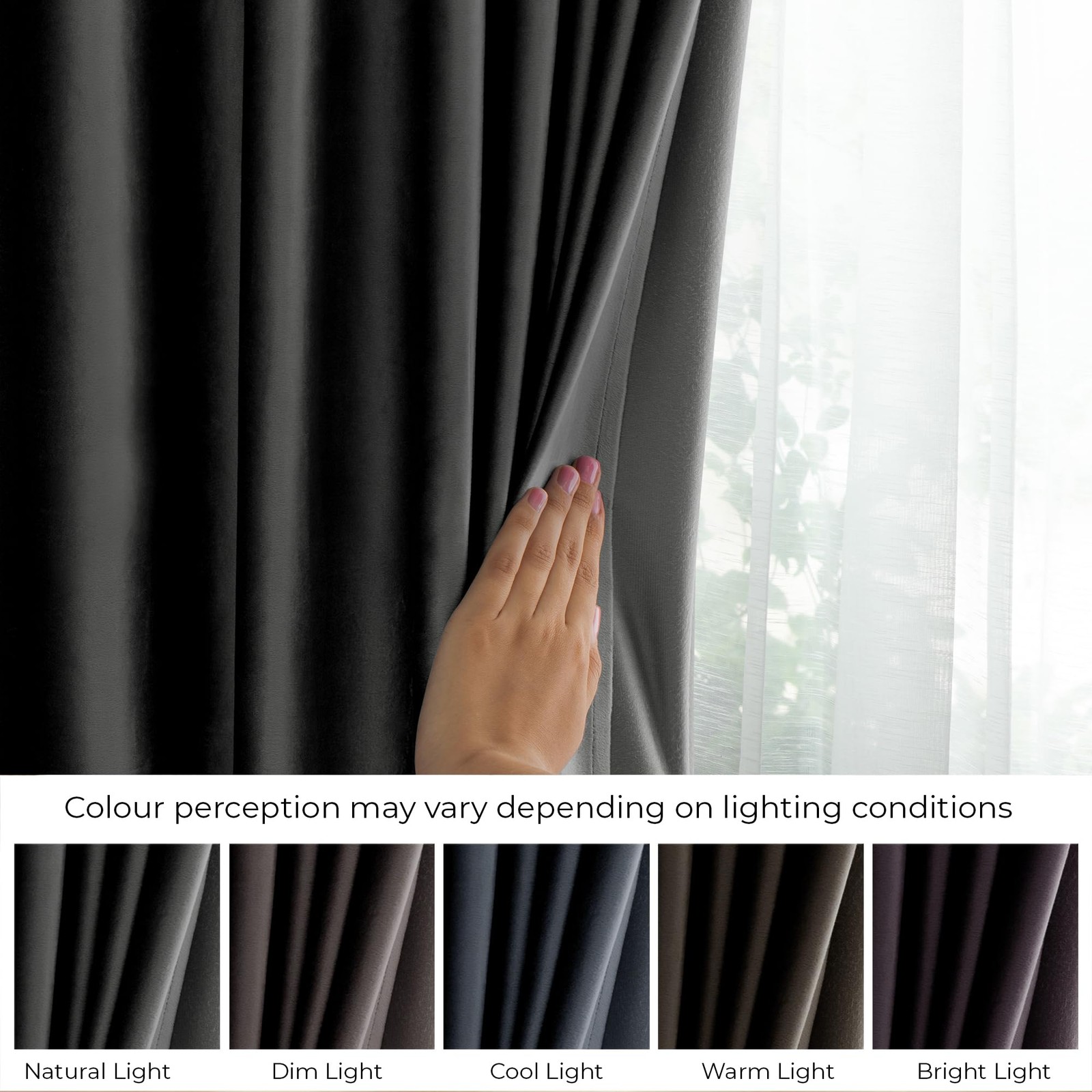 Restilo Set Curtain H 270 x W 140 cm with Tie Backs 54 x 10 cm Velvet Effect A…