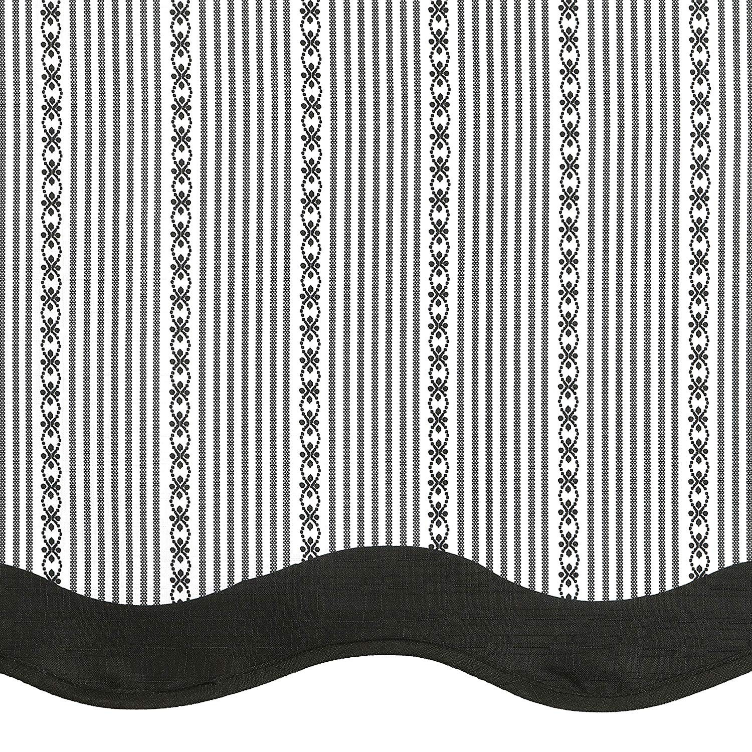 3-Piece Double Layered Window Kitchen Curtain Set Tier Panel & Valance, Black