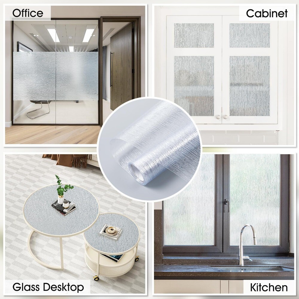 rabbitgoo Window Privacy Film Frosted Static Cling Rain Silk Sticker UV Blocking