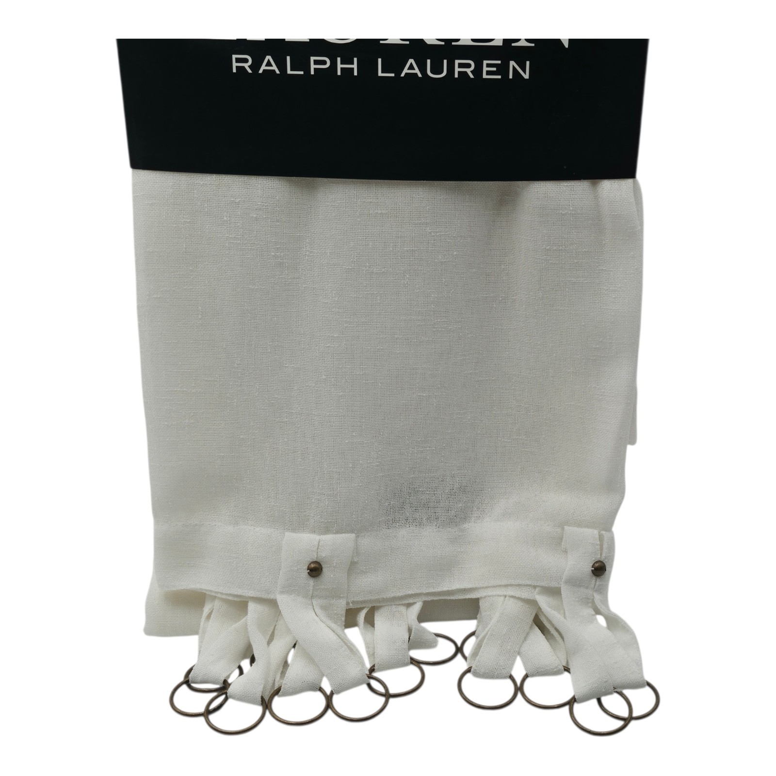 Ralph Lauren Set of 4 Linen Blend Curtains White 52×84 Drapes w/ Rings NEW