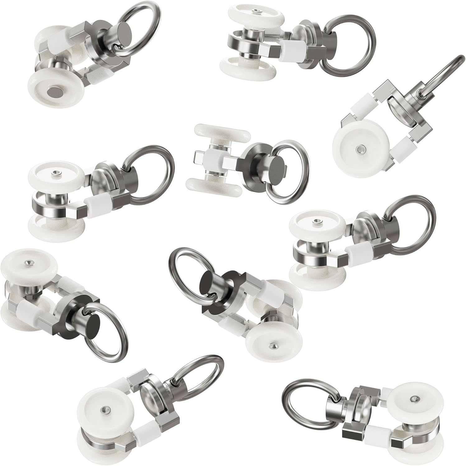 50Pcs 0.55″ Dia Curtain Track Rollers Alloy Twin Wheeled Carriers Drapery Rail f
