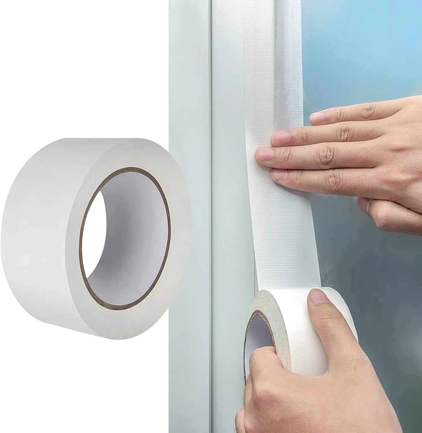 White Window Weather Sealing Tape, 2IN×164FT Window Insulation Cloth Air, Window