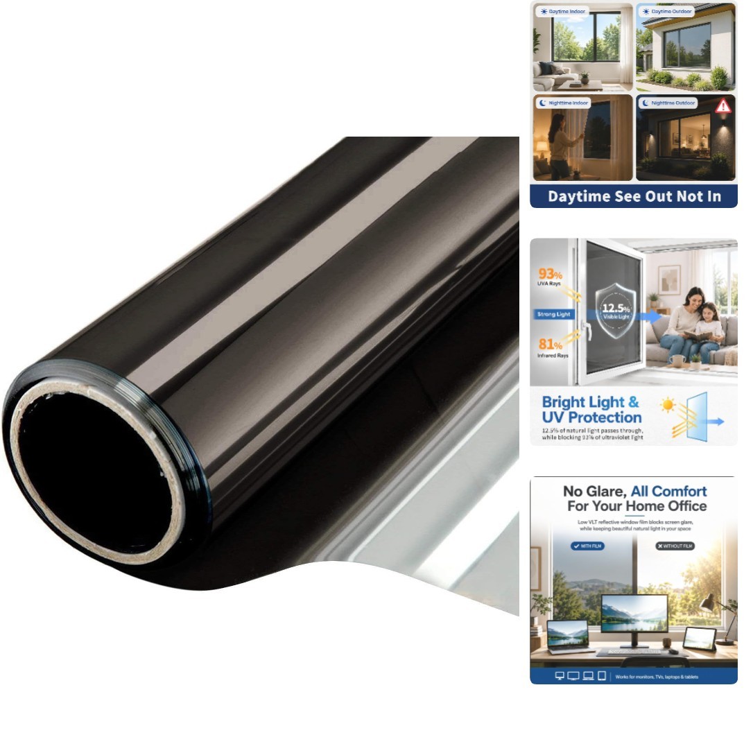 High-Quality UV Blocking Window Film with Anti-Scratch Surface, 17.5×6.5 Feet
