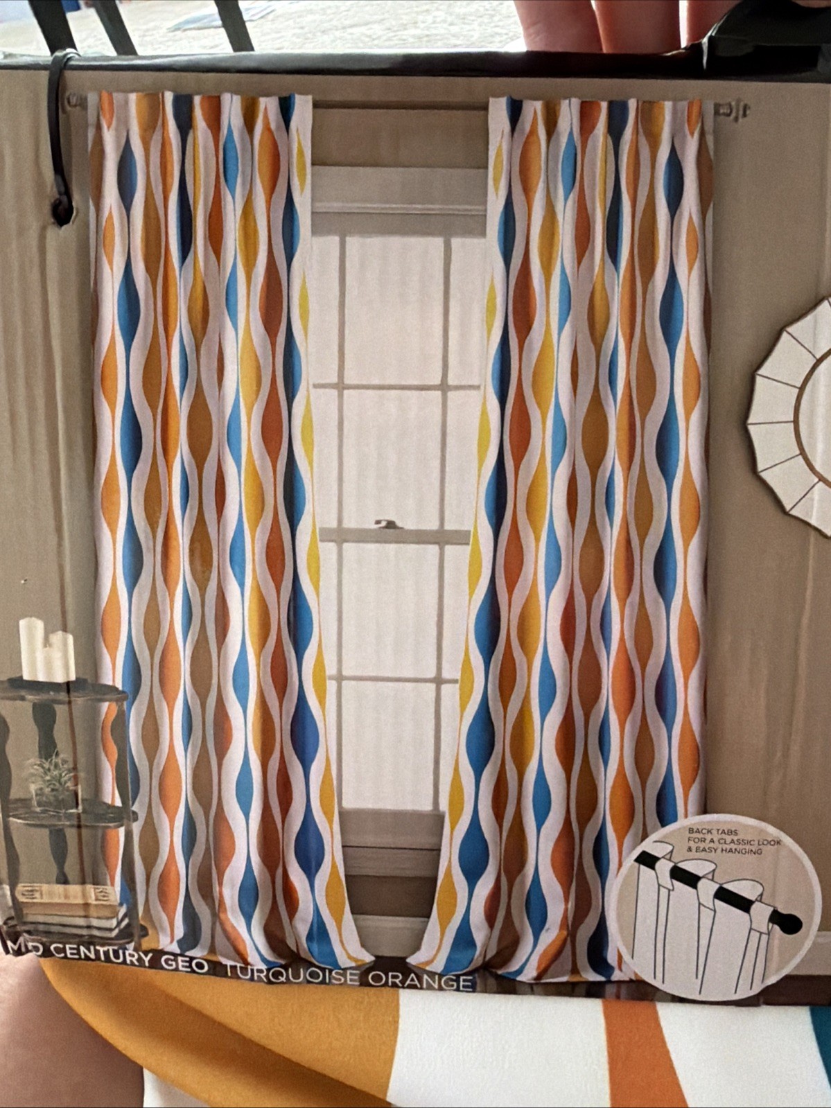 Mid Century Geo Light Filtering Window Curtain Panel Pair 52 W X 84 L Turquois