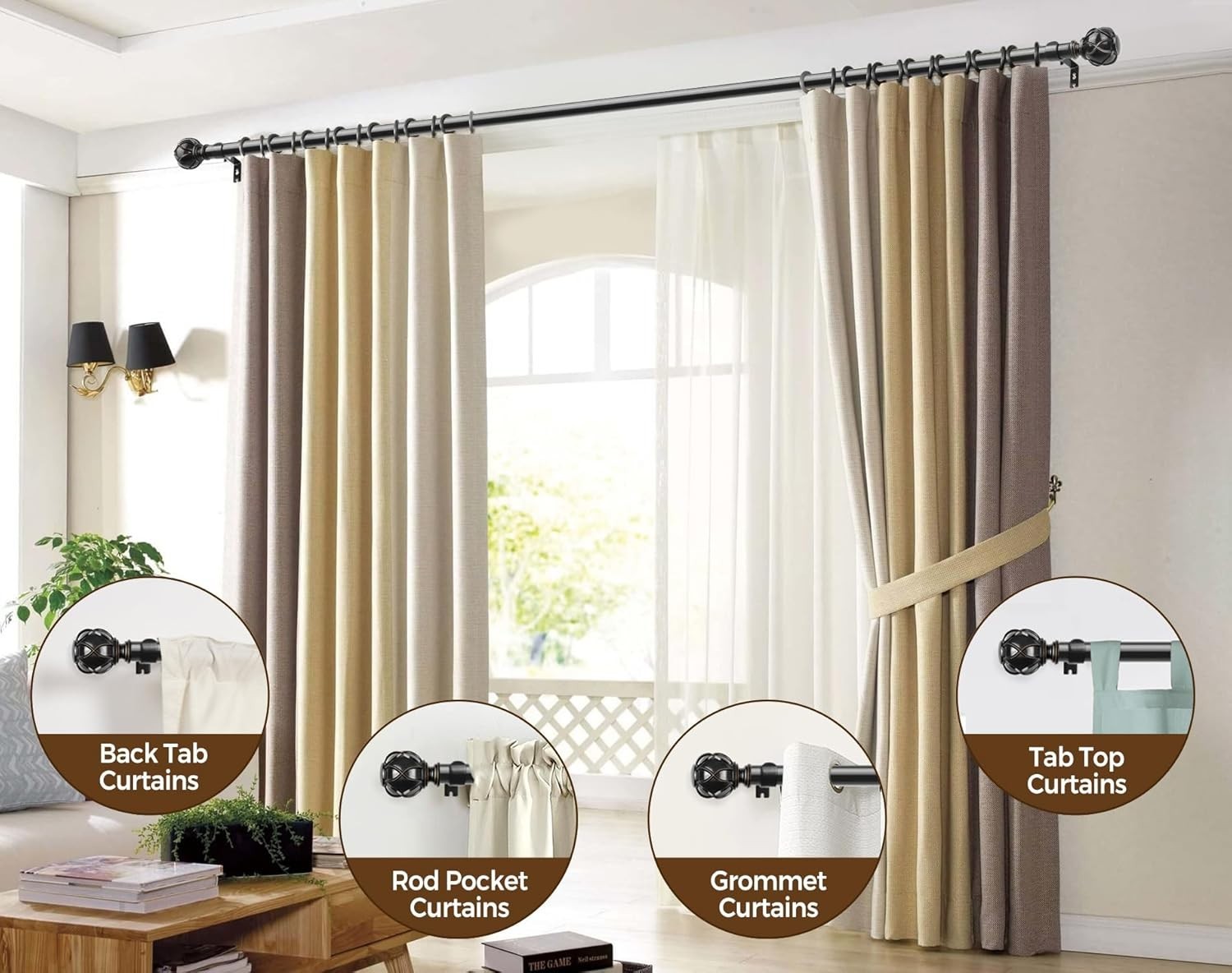 Versatile Adjustable Curtain Rods – Telescoping Design 28-48 Inches, Set of 2
