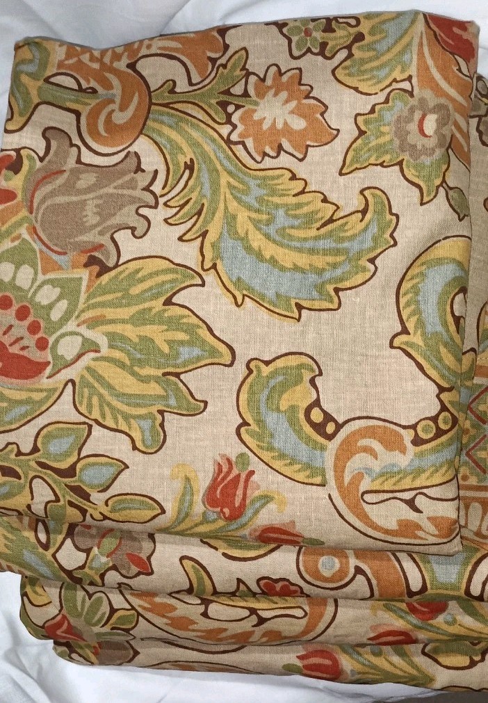 Pottery Barn (2) Simone Palampore Drapes Curtain Panels Lined Linen Blend 50×84