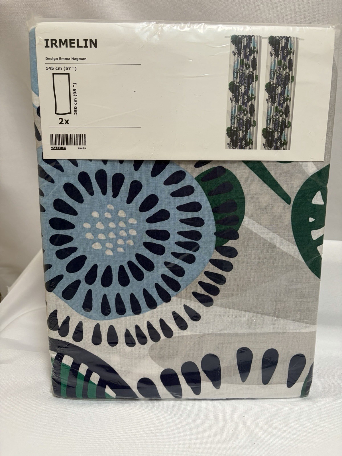 New Irmelin IKEA Emma Hagman Curtain Panels 57” x 98” Modern Floral 100% Cotton